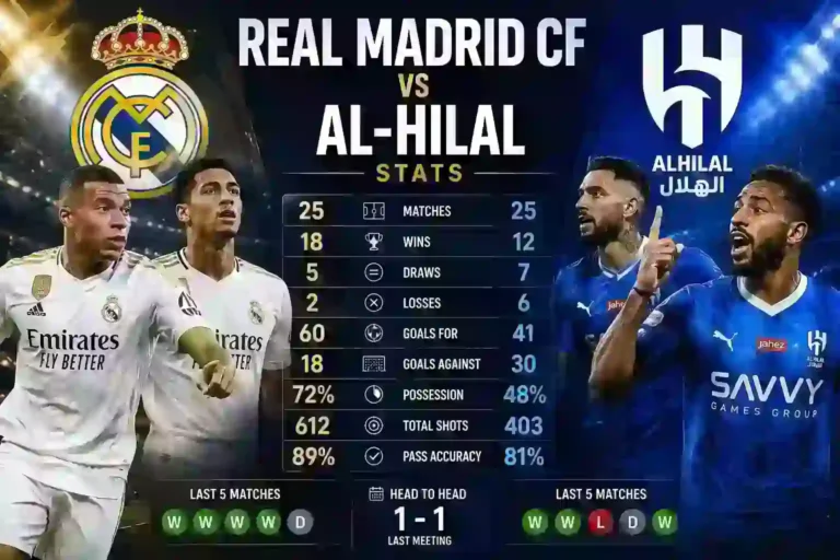 Real Madrid CF vs Al-Hilal Stats